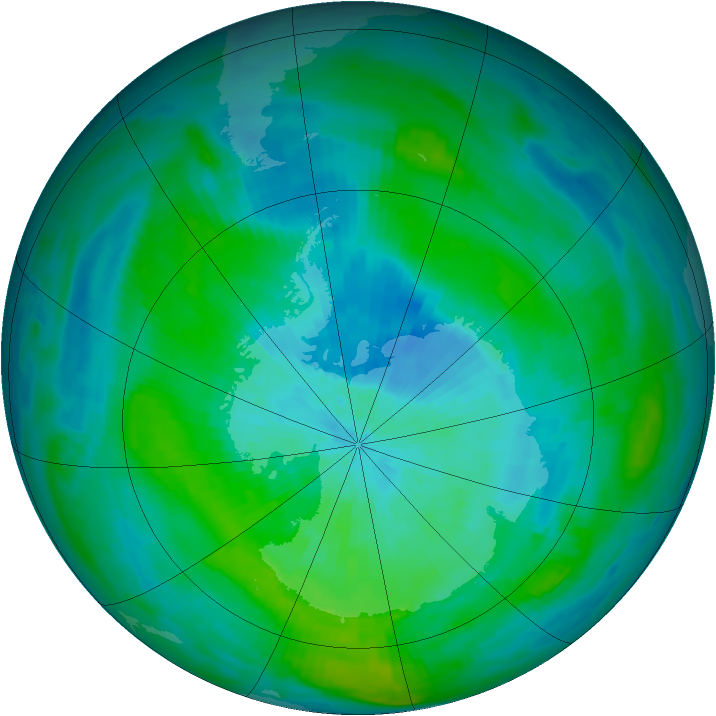 Antarctic ozone map for 07 March 1982
